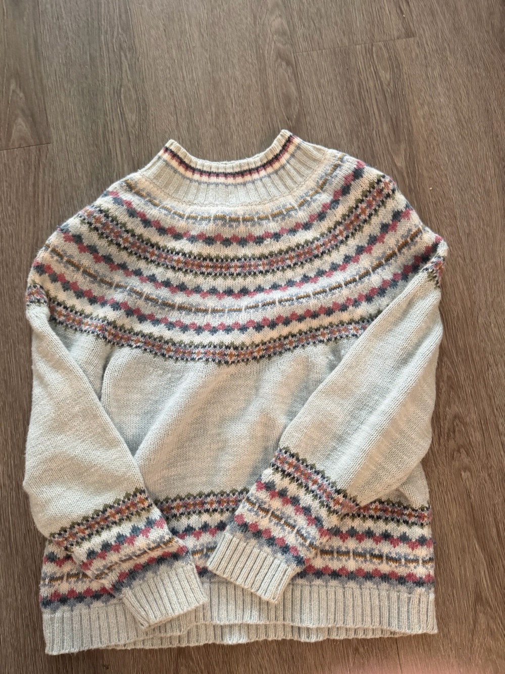 Casual Corner Cream Fair Isle Yoke Turtleneck Sweater